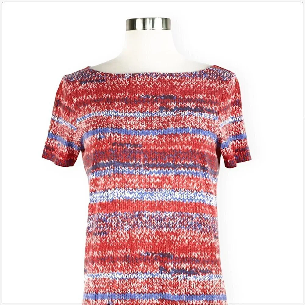 Tory Burch Mouline Red White Blue Print Pima Cotton Patriotic T-Shirt Dress XS